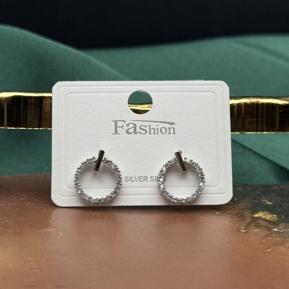 Zirkon Taşlı Halka Formlu Çıtır Küpe