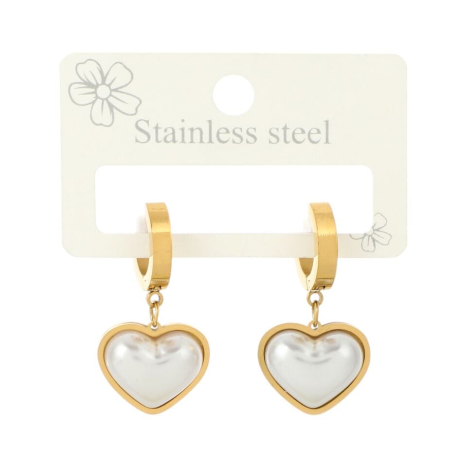 SEDEF TAŞLI KALP MODEL ÇELİK KÜPE